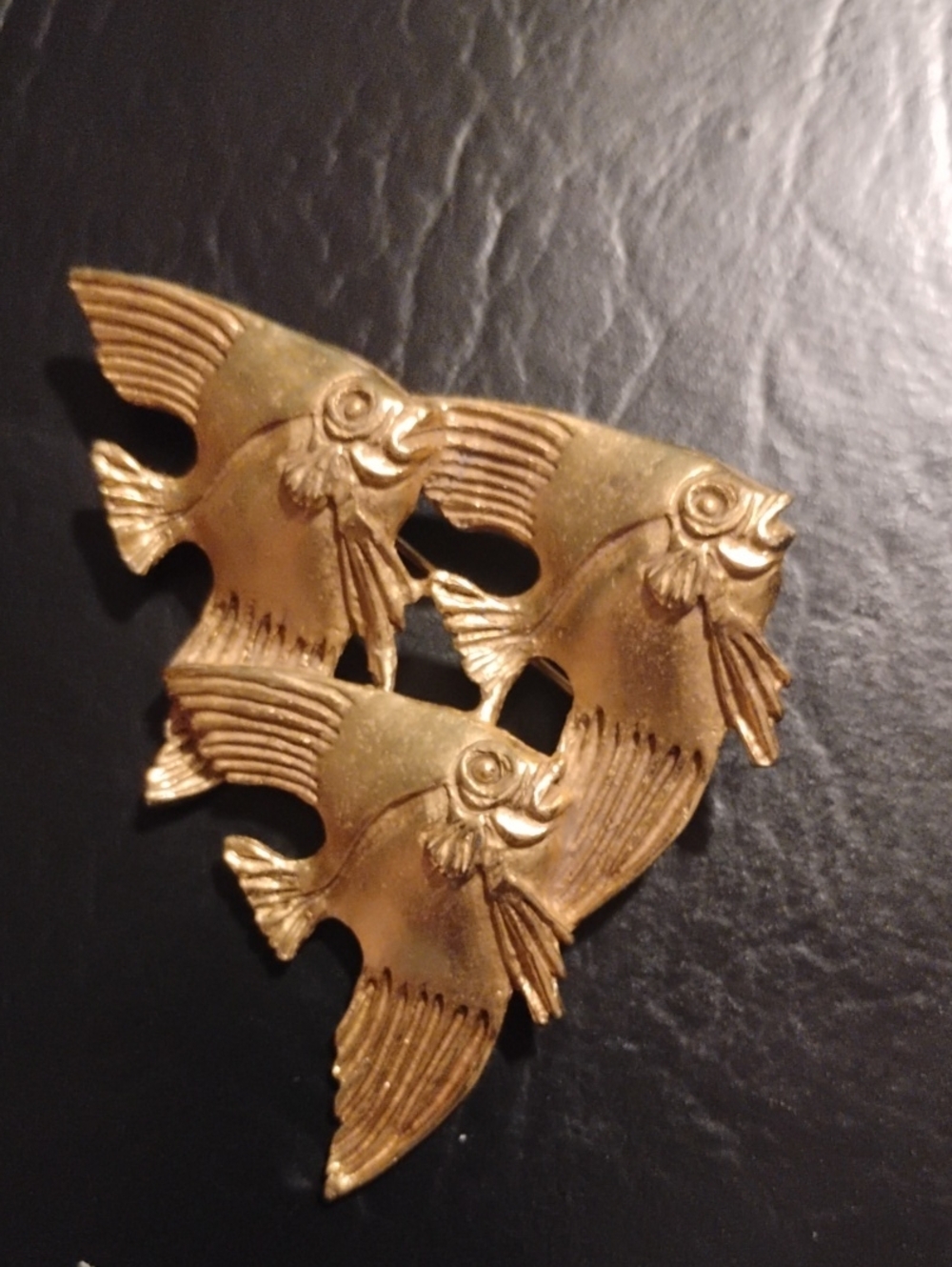 Vintage Gold Triple Angelfish Brooch